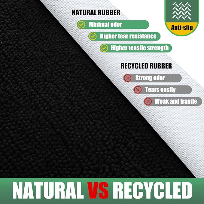 IM HOME Chenille Absorbent Outdoor Doormat 60" x 36", Washable Muddy Door Mats for Dog Non Slip Indoor Doormat Dog Mat for Muddy Paw Front Inside Doormats for Entryway Black
