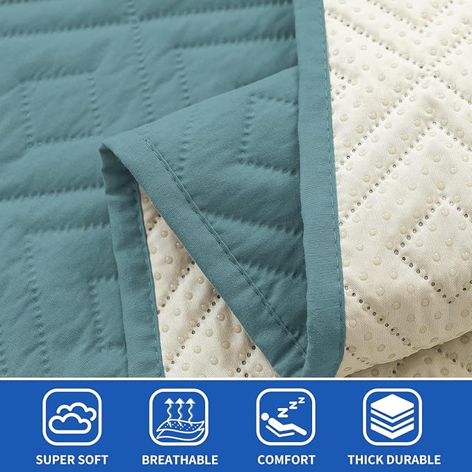 2026 Waterproof Bed Sofa Blanket (52"x82") Comfy Couch Sofa Mat for Dog Pets with Anti-Slip Back, Universal Incontinence Lightweight Liner Pad for Furniture Car Picnic etc Durable Washable, Lake Blue
