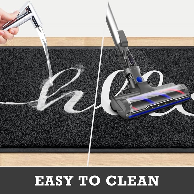 Door Mat Hello Mats Outdoor Indoor Non-Slip Doormat for Entryway Low-Profile Floor Mat for Yard, Garage, High Traffic Areas (32"x20", Black)