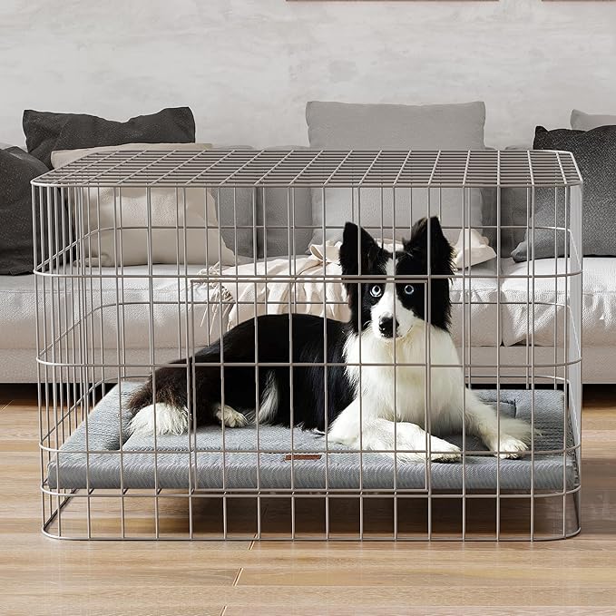 WESTERN HOME Dog Bed for Crate, High Resilience Foam Dog Crate Mat Kennel Pad with Soft Wavy Plush Comfortable Anti-Slip Washable Bed for Large Medium Small Dogs & Cats