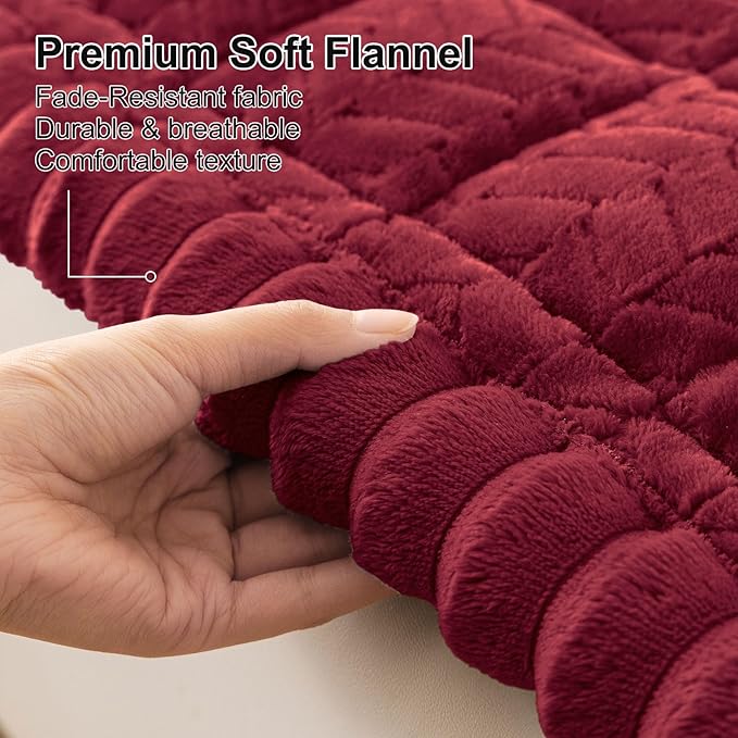 Smiry Non Slip Couch Covers for Dogs, Fuzzy Pet Couch Covers for 3 Cushion Sofa Pet Friendly, Soft Sofa Slipcovers Cushion Furniture Protector Washable (Red, 35.4" x 70.9")