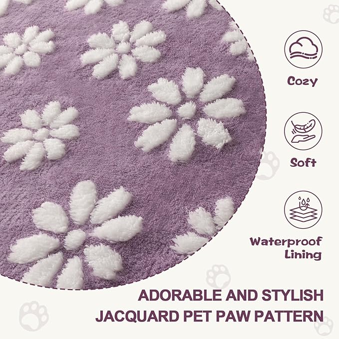 Yaning Waterproof Blanket for Dog Puppy Cat, Cute 3D Textured Flower Dog Blanket for Bed Couch Sofa, Soft Liquid Pee Proof Pet Furniture Protector, 30"x40", Purple