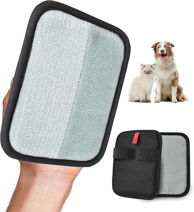 IPTPAS Pet Hair Removal Glove for Cats & Dogs, Electrostatic Fur & Lint Remover for Clothes, Couches, Carpets & Car Seats, Reusable Fur Removal Tool, Upgraded Non‑Slip Pet Hair Remover, 2-Pack