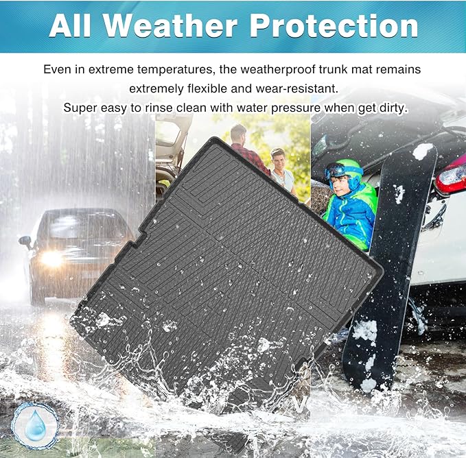 Mixsuper Cargo Liner for Jeep Wagoneer/Jeep Grand Wagoneer 2022 2023 2024 2025, All Weather Cargo Mat Rear Trunk Liner Behind The 2nd Row Seats Black