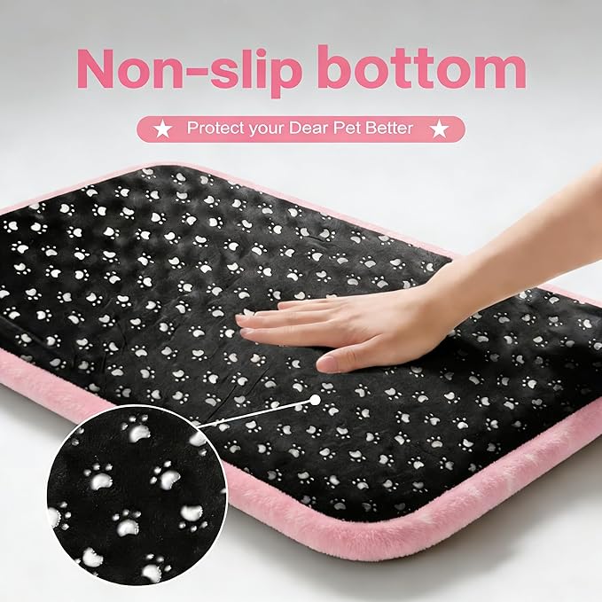 Fogkiss Dog Bed Mat, Reversible Crate Pad & Durable Dog Bed - Machine Washable Kennel Mat with Ultra Soft for Large Dogs (Big&Small Stars Pink, 35" L*23" W*1.5" Th)