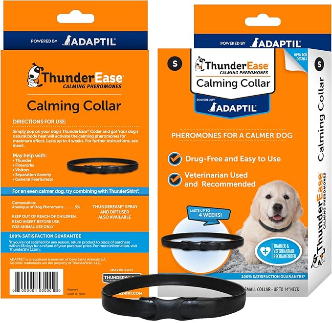ThunderEase Calming Anti Anxiety Pheromone Collar for Dogs (Small)