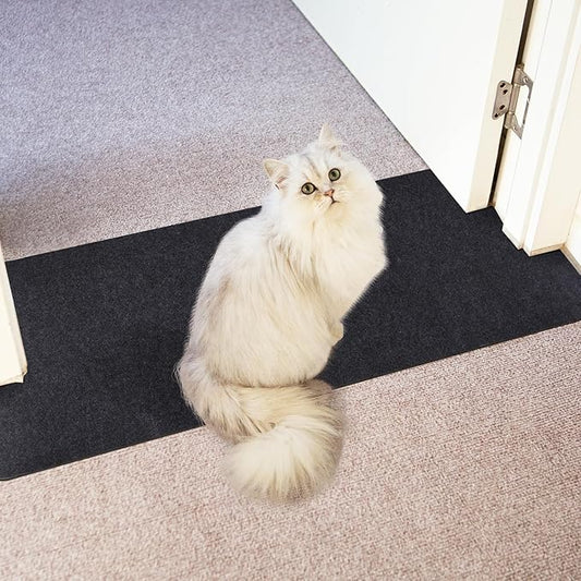 Carpet Protector for Pets Cat Carpet Protector for Doorway, Anti Scratch Under Door Cat Scratch Protector Mat, Felt Surface Easy to Cut Plastic Stopper (Grey, 3.6FT-Felt 1 Pack)