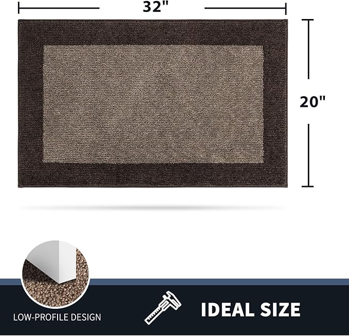 PURRUGS Dirt Trapping Door Mat 20" x 32", Non-Slip Machine Washable Entry Rug, Entrance Mat, Indoor Front Door Mat, Super Absorbent Entryway Rug for Muddy Shoes & Paws, Grayish Brown & Coffee