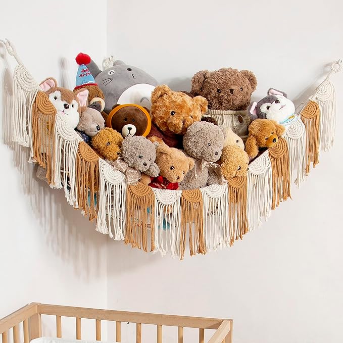 Amdermi Stuffed Animal Hammock Hanging Net Organizer for Children's Room Stuffed Animal Toy Hammock for Teddy net Corner Hanging Toy Net for Bedroom