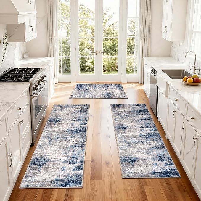 Kitchen Rug Set 3Pcs, Boho Rug Sets Non Slip Washable for Floor Thick Farmhouse Kitchen Decor Runner Rugs for Kitchen, Entryway，Laundry, Hallways 20''x32''+20''x48''+20''x59