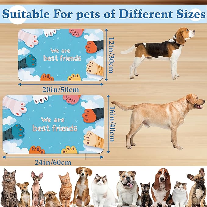 Cat Paw Pet Feeding Mat–Quick Dry Absorbent Dog Cat Food Mat, Non Slip Waterproof Bowl Placemat for Messy Eaters, Pet Accessories for Floors 16"x24"