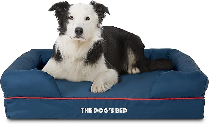 The Dog’s Bed, XL Oxford Blue, Memory Foam, Pain Relief: Arthritis, Hip & Elbow Dysplasia, Post Surgery, Lameness, Supportive, Calming, Waterproof Washable Cover
