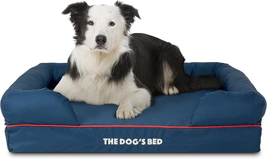 The Dog’s Bed, XL Oxford Blue, Memory Foam, Pain Relief: Arthritis, Hip & Elbow Dysplasia, Post Surgery, Lameness, Supportive, Calming, Waterproof Washable Cover