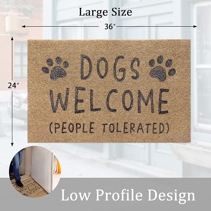 AAZZKANG Dog Doormat Funny Paw Mat Large 36"x24" with Non Slip Rubber Backing Easy to Clean Welcome Mats for Front Door,Patio,High Traffic Areas