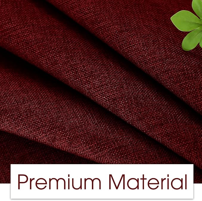 Joywell Linen Armchair Covers for Living Room Anti-Slip Sofa Arm Protector for Dogs, Cats, Pets Armchair Slipcover for Recliner with 4 Pockets for TV Remote Control, Phone, Set of 2, Burgundy