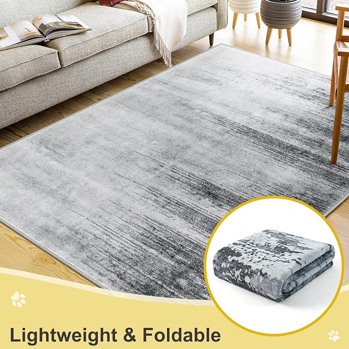 COMSLE Door Mat Soft Absorbent Indoor Front Entryway Rug Machine Washable Entrance Mats for Muddy Paws Non Slip Throw Rugs 20" x 32" Doormat for Inside Foyer Bedroom - Gray
