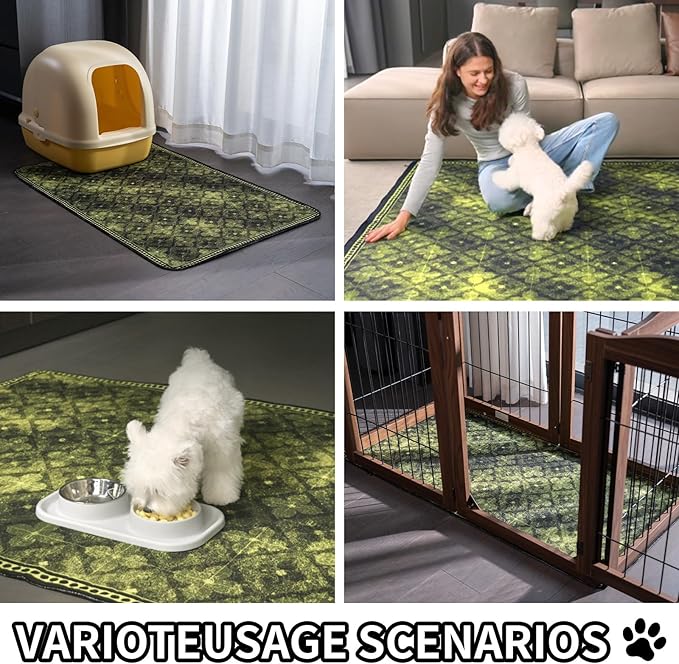 Dog Pee Pads Training Pads Upgrade Triple Thickness All-Purpose Super Absorbent & Leak-Proof, Quick Dry and Leak-Proof and Odor Control (Green/Multi, 54" x54"x2PCS)