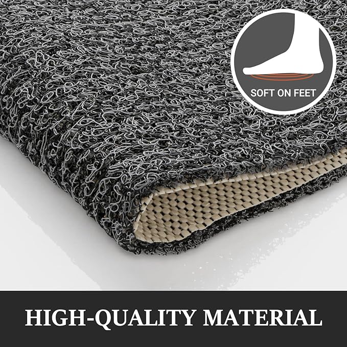 LuxStep Shower Mat Bathtub Mat,40x16 inch, Non-Slip Bath Mat with Drain, Quick Drying PVC Loofah Bathmat for Tub,Shower,Bathroom,Black