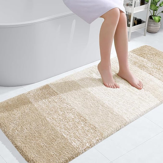 OLANLY Bathroom Runner Rugs 40x24, Extra Soft Absorbent Microfiber Bath Rugs, Rubber Backing, Quick Dry, Washable Bath Mats for Bathroom Floor, Tub and Shower, Home Decor Accessories, Light Beige