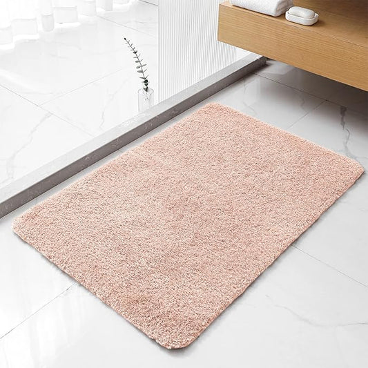 Dusty Pink Bathroom Rugs 24"x36" - Fluffy Microfiber Bath Mat, Non Slip and Absorbent Bathroom Floor Mat, Machine Washable Plush Rug - Ideal for Tub, Cabinet or Washroom