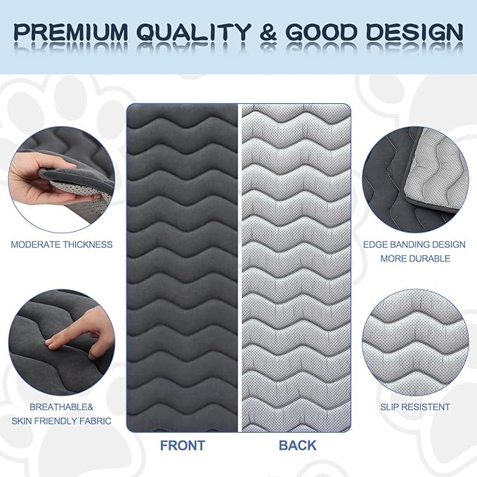 Bubble bear Dog Crate Mat - Upgraded Thick, Ultra Soft, Washable & Anti-Slip Kennel Pad for Small/Medium/Large Dogs, Dark-Hued to Hide Stains (30"x19")