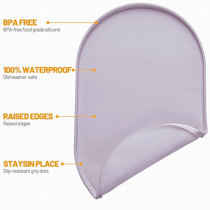 Hubulk 100% Waterproof Silicone Pet Feeding Mat with Raised Edge for Food and Water, Dog Bowl Mats, Cat Bowls Placemat with High Lip Protects Floor for Cats and Dogs (Dove, 32" L x 24" W)