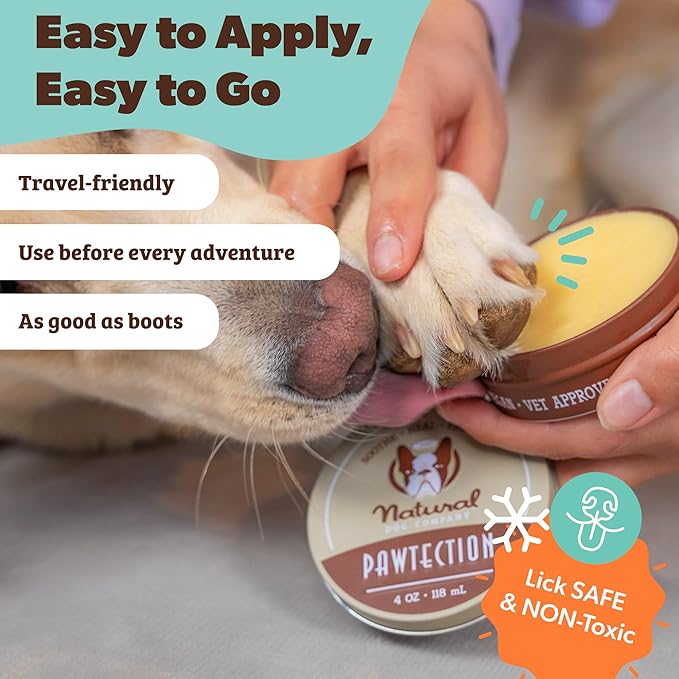 Natural Dog Company PawTection Balm 1 oz Tin – Dog Paw Protection with Shea Butter & Calendula – Shields Paws from Snow, Ice, Salt, Hot Pavement & Rough Terrain – Lick-Safe, All Breeds