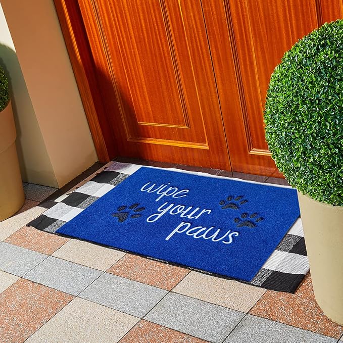 Large Welcome Mat for Front Door Wipe Your Paws Doormat Rubber Non Slip Backing Funny Doormat Indoor Outdoor Mats Funny Text Doormat for Entryway Front Door Porch 24X36