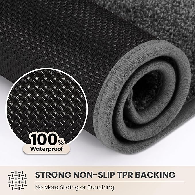 PURRUGS Dirt Trapping Door Mat 24" x 84", Non-Slip Machine Washable Entryway Rug, Dog Doormat, Indoor Front Door Mat, Super Absorbent Entry Rug for Muddy Shoes & Paws, Light Grey-Dark Grey