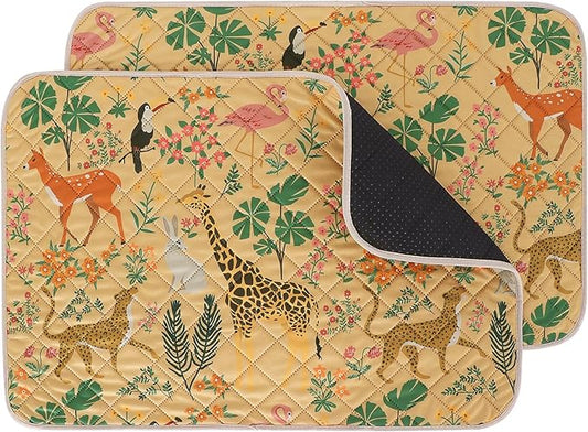 IEUUMLER Washable Pee Pads for Dogs, 2 Pack Forest Pattern Reusable Waterproof Puppy Pads, Non-Slip Super Absorbent Dog Training Pad for Playpen Crate Bed EU013 Earth Yellow Jungle, 36x24