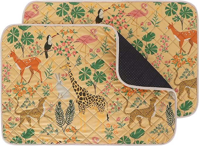 IEUUMLER Washable Pee Pads for Dogs, 2 Pack Forest Pattern Reusable Waterproof Puppy Pads, Non-Slip Super Absorbent Dog Training Pad for Playpen Crate Bed EU013 Earth Yellow Jungle, 30x20