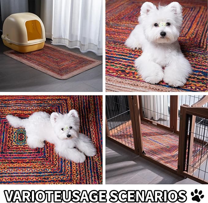 Dog Pee Pads Training Pads Upgrade Triple Thickness All-Purpose Super Absorbent & Leak-Proof, Quick Dry and Leak-Proof and Odor Control (Sisal Bohemian Print, 54" x54"x2PCS)