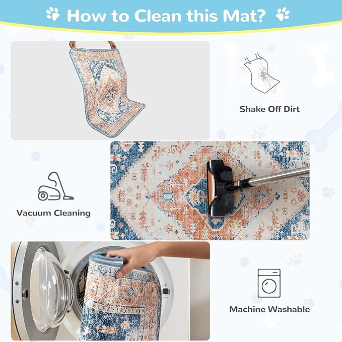 Lahome Super Absorbent & Leakproof Washable Dog Pee Pads - 2 Pack Value Set - Waterproof, Non-Slip Reusable Pads for Puppy Training, Crates & Whelping (24"x24", Beige Blue)