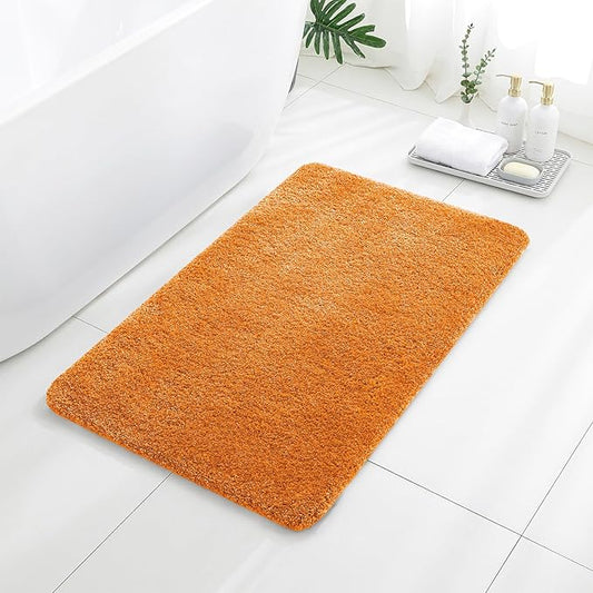 Orange Bathroom Rugs 24"x40" – Large Plush Microfiber Bath Mat, Soft Non Slip Floor Mat, Absorbent and Washable Rug – Perfect for Bathroom or Bedroom Use