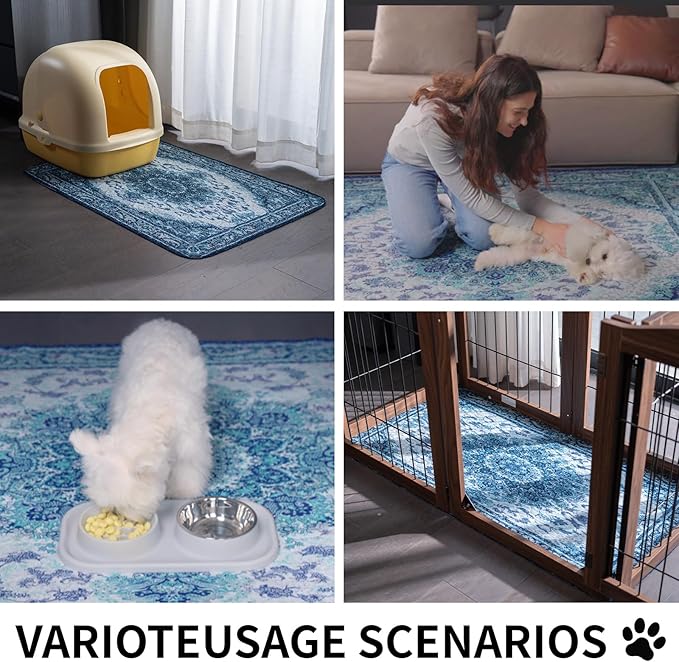 Dog Pee Pads Training Pads Upgrade Triple Thickness All-Purpose Super Absorbent & Leak-Proof, Quick Dry and Leak-Proof and Odor Control (Blue/Multi, 24" x48"x2PCS)