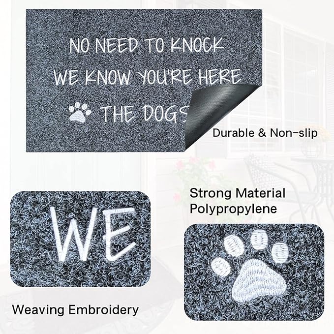 Funny Doormat Welcome Mats Dog Door Mat Rubber Doormat for Front Door, Indoor Entry Durable Door mats Outside Entryway, Do Not Knock We Know You're Here