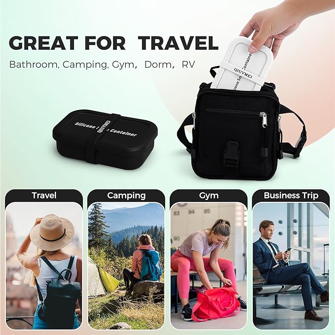 Silicone Soap Holder， Enhanced Leak-Proof Travel Soap Container with Draining Layer，Portable Shampoo Bar Holder, Soap Case with Soap Bag, Soap Dishes for Bathroom/Camping/Gym/(White)