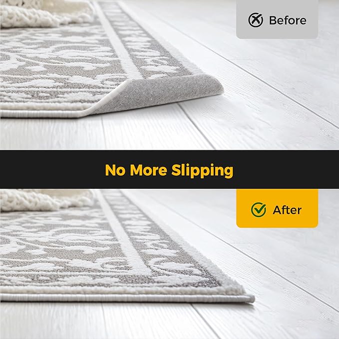 12 Pcs Rug Tape, Non Slip Rug Pads Grippers for Hardwood Floors and Tiles, Double Sided Adhesive Carpet Tape, Reusable and Washable Tape Grippers for Area Rugs to Keep Rugs in Place