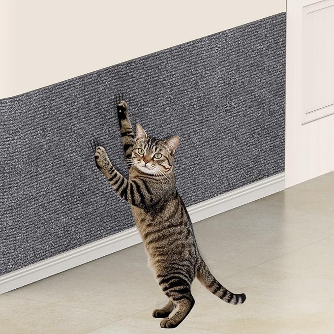 ENONCI 196.8x15.8 Cat Wall Scratcher Mat with Nano Tape,Anti Cats Scratch Furniture Couch Carpet Corner Protector for Indoor,Trimmable Cat Scratching Pad Board Sofa Replacement