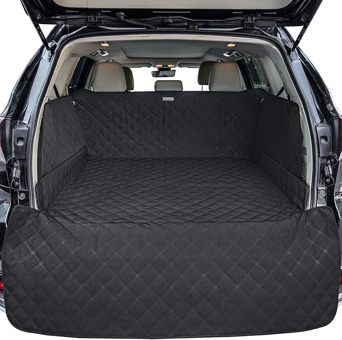 Dog Cargo Liner for Midsize/Large SUV & Minivan - Heavy-Duty 900D Oxford Waterproof Pet Cargo Protector with 3-Sided Zippered All-Round Protection & TPU Suction Cups, Ideal for Dog Travel