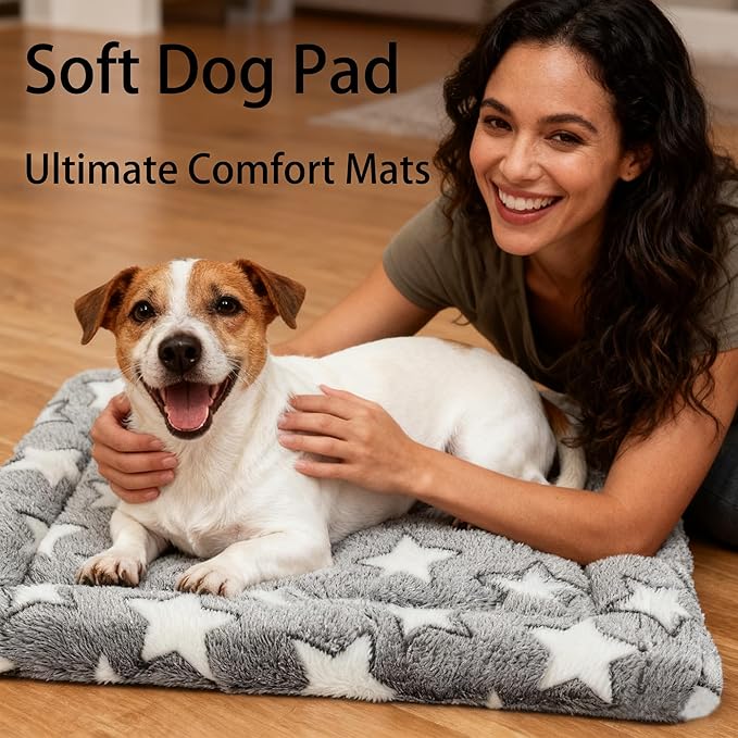 Dog Bed Mat 4 Pcs - Reversible Dog Crate Bed Mats, Soft & Breathable Kennel Pad, Durable Crate Bed for Medium Dogs & Cats