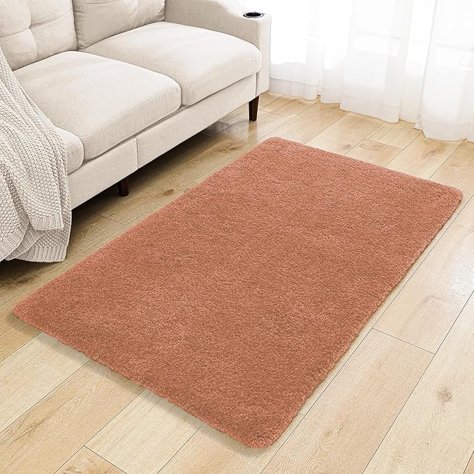 Rust Bathroom Rugs 36"x60" - Extra Large Microfiber Bath Mat, Non Slip Absorbent and Washable Bathroom Rug, Plush Fluffy Floor Mat - Ideal for Spacious Bathrooms or Bedrooms