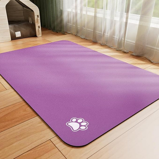 Dog Food Mat - Absorbent Cat Mat for Food and Water, No Stains Pet Feeding Bowl Mat, Easy to Clean Pet Placemats, Quick Dry Dog Water Dispenser Mat for Messy Drinkers | Paw Purple 12"x 19"