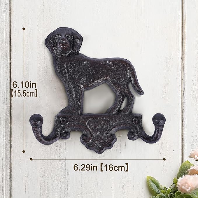 Cast Iron Cat Wall Mounted Hooks,for Wall Decorative Dog Family Key Holder Utility Hooks,Gift for Holder Rack Self Towels, Hats, Shower, Kitchen, Living Room, Office, Garage, Garden, Outdoor (Dog)