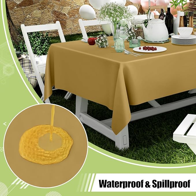 Smiry Disposable Table Cloth 12 Pack, 54 x 108 Inch Waterproof Plastic Tablecloth, Decorative Rectangle Table Covers for Party, Birthday, Picnic, Gold
