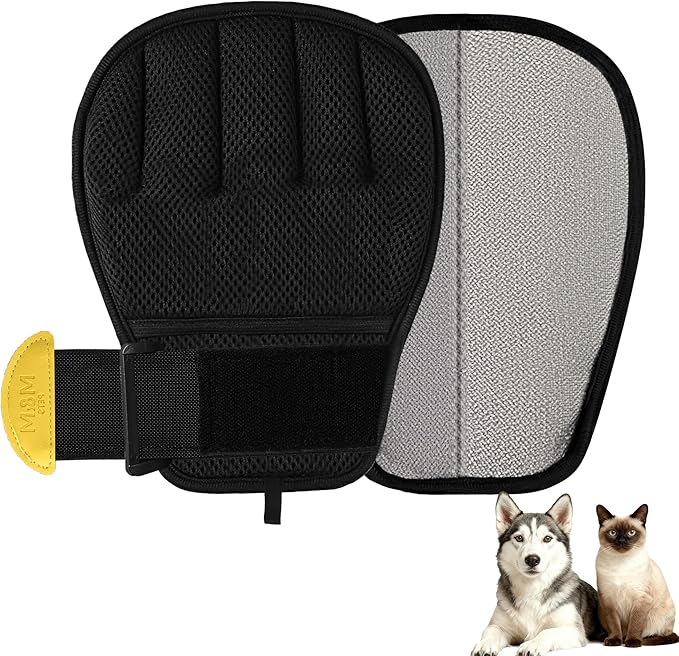 MMGOPET Pet Hair Remover Glove for Cats & Dogs, Patented Adjustable Strap, Reusable Five-Finger Grooming Glove, Non-Slip Fit, Removes Pet Hair from Couch, Carpet, Laundry & Car Seat