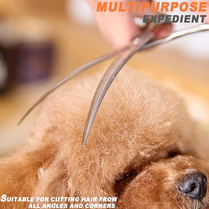 High-end Professional Dog Grooming Curved Scissors Pet Curved Shears 7.5 Inches Extremely Very Sharp Made Of Stainless Steel Alloy By Hand For Dog Cat Groomer