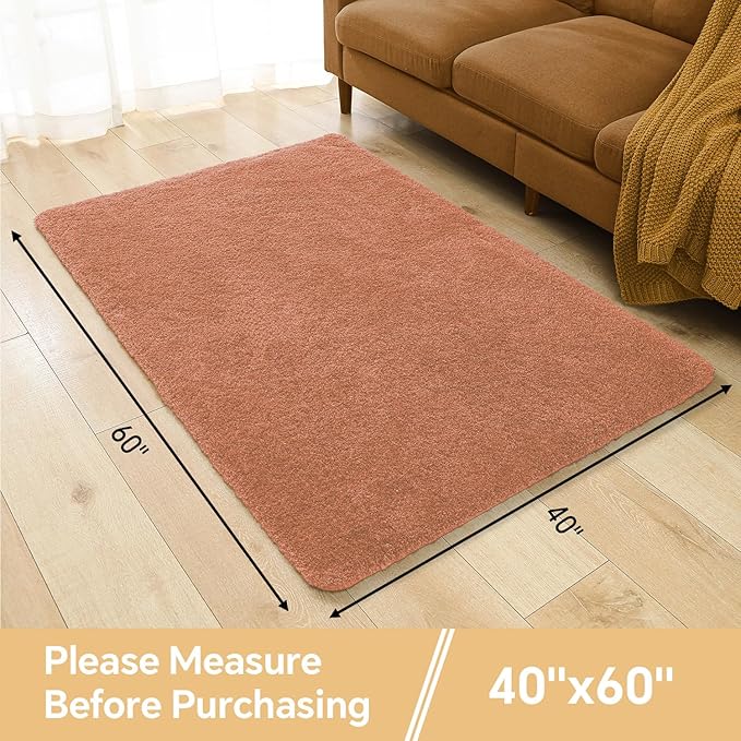 Rust Bathroom Rugs 40"x60" – Oversized Plush Non-Slip Microfiber Bath Mat, Absorbent & Washable – Ideal for Large Bathrooms or Living Rooms