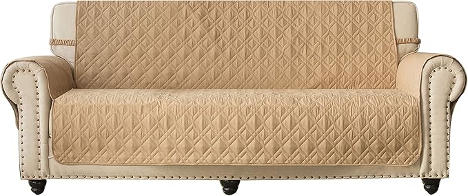 Ameritex Couch Sofa Slipcover 100% Waterproof Nonslip Quilted Furniture Protector Slipcover for Dogs, Children, Pets Sofa Slipcover Machine Washable (Sand, 78")
