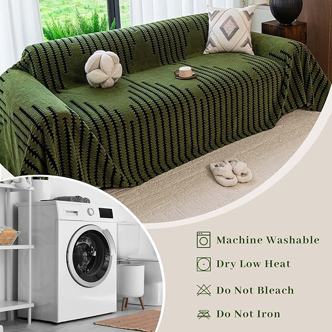 Sherpa Fleece Couch Cover for Dogs Washable Non Slip, Pet Proof Sofa Covers for 2 Cushion Couch Heavy Duty Scratch Resistant Pet Friendly Furniture Cover Fits Love Seat 71" x 102", Green